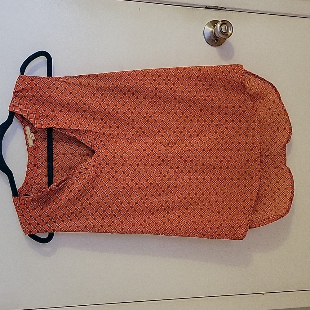 Pleione Vintage Orange Patterned Sleeveless Blouse, sz M